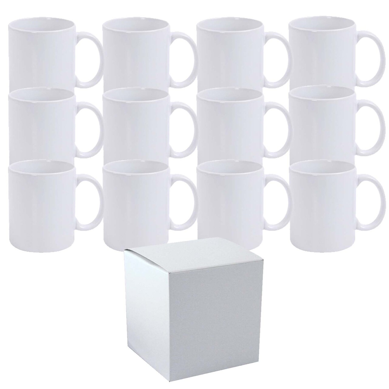 12 Pcs 11OZ White Sublimation Mugs With Individual White Boxes